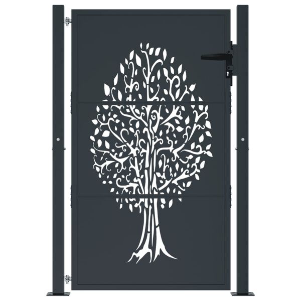 vidaXL Garden Gate Anthracite 39.4x59.1" Steel Tree Design