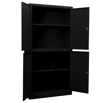 vidaXL Office Cabinet Black 35.4"x15.7"x70.9" Steel