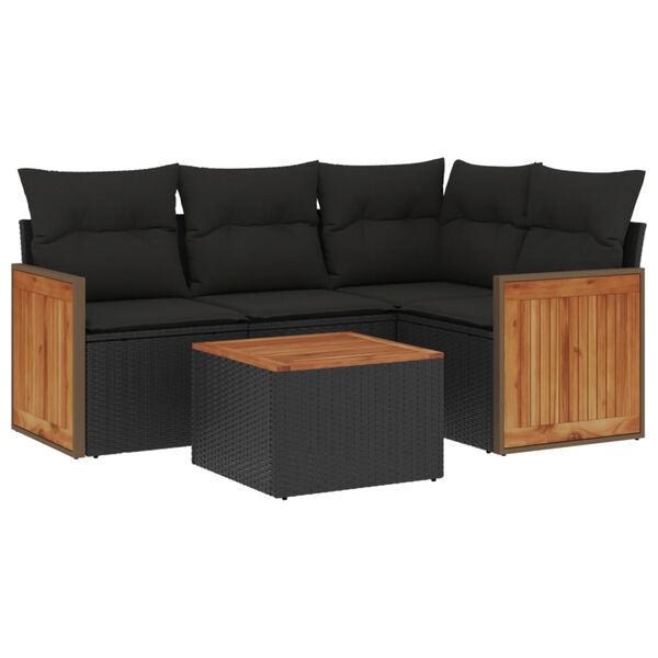 vidaXL Garden Sofa Set Black