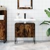 vidaXL Bathroom Sink Cabinet Smoked Oak Engineered Wood, Powder-Coated Steel