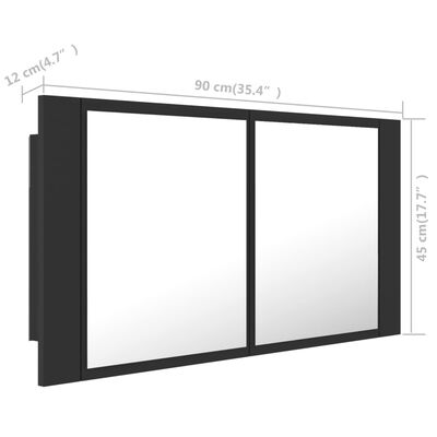 vidaXL LED Bathroom Mirror Cabinet Gray 35.4"x4.7"x17.7"