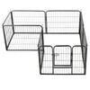 vidaXL Dog Playpen Black Powder-Coated Steel