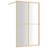 vidaXL Walk-in Shower Wall with Clear ESG Glass Gold 46.5"x76.8"