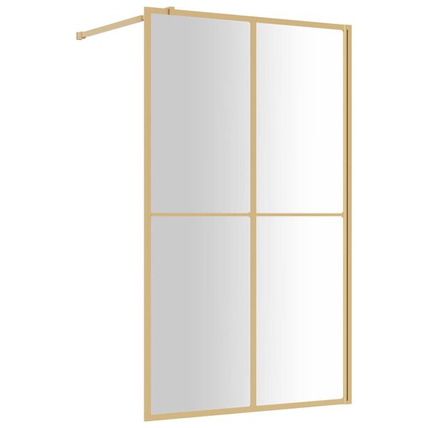 vidaXL Walk-in Shower Wall with Clear ESG Glass Gold 46.5"x76.8"
