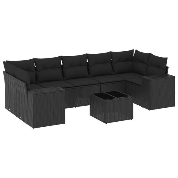 vidaXL Garden Sofa Set Black