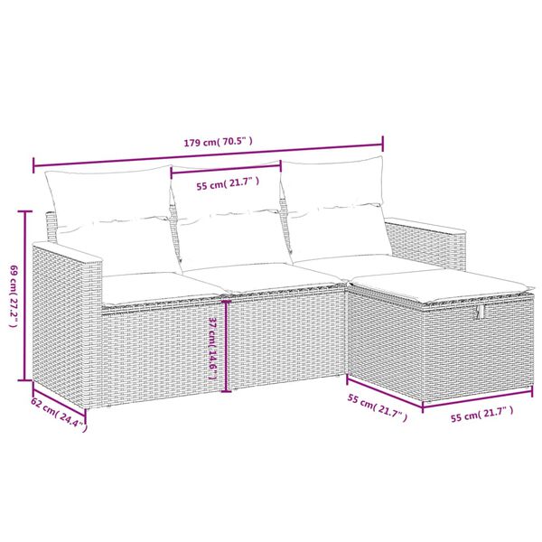vidaXL Garden Sofa Set Mix Beige PE Rattan Large Modular