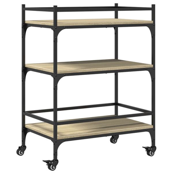 vidaXL Kitchen Trolley Sonoma Oak 25.6"x15.7"x34.1" Engineered Wood