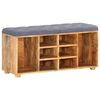 vidaXL Hall Bench Natural wood, Grey Solid mango wood, 100% polyester fabric