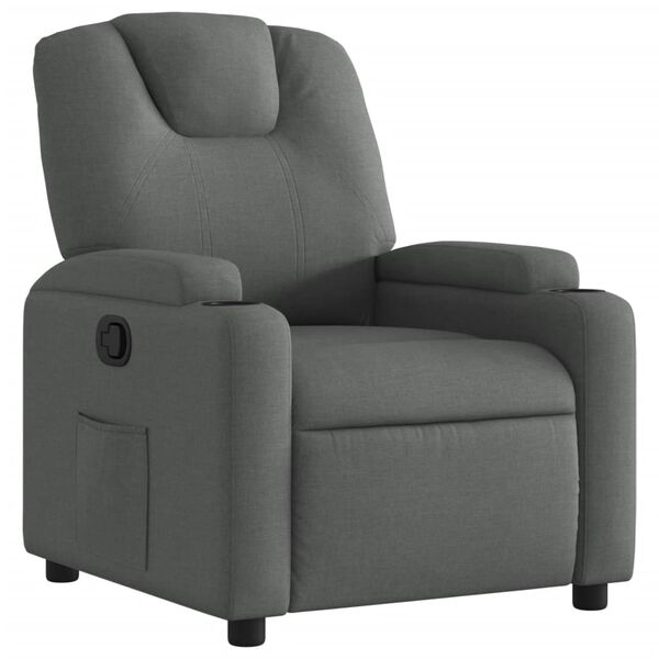 vidaXL Recliner Chair Dark Grey 100% Polyester, Metal, Plywood Single