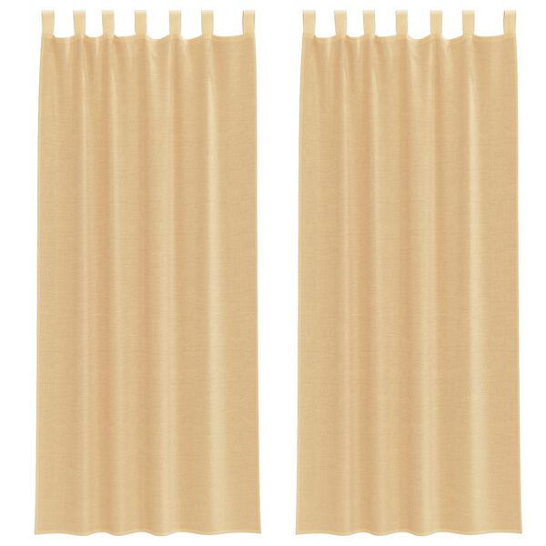 vidaXL Voile Curtains with Loops 2 pcs Sand 55.1x102.4"