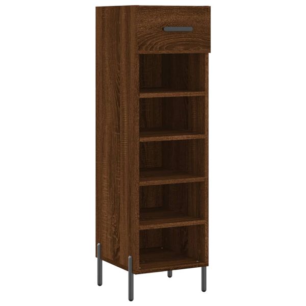 vidaXL Shoe Cabinet Brown Oak Engineered Wood, Iron, Zinc Alloy Medium