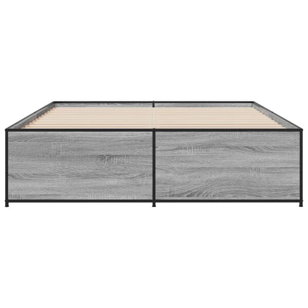 vidaXL Bed Frame Gray Sonoma Engineered wood, steel Double Durable