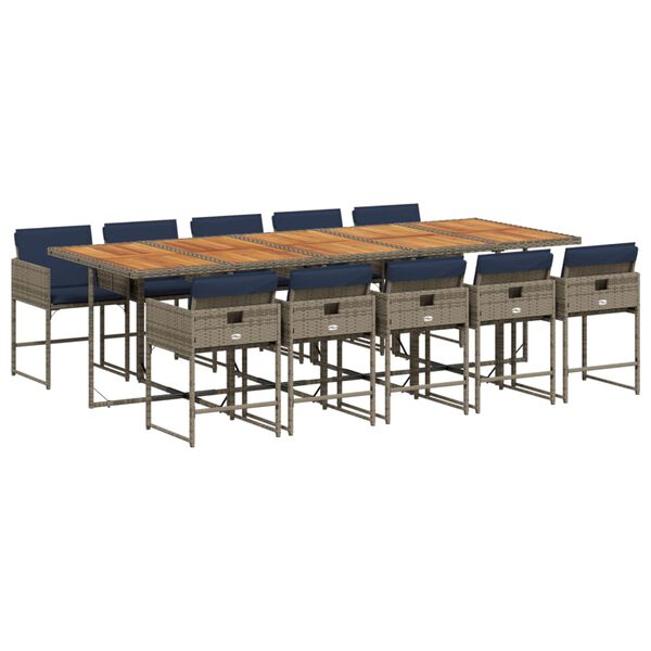 vidaXL Garden Dining Set Grey, Brown, Navy Blue