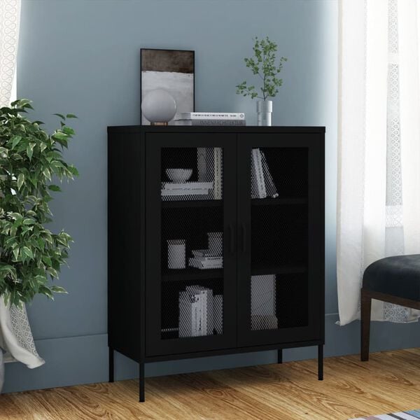 vidaXL Storage Cabinet Black Steel Large Height-Adjustable Shelves