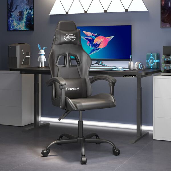 vidaXL Gaming Chair Black Faux Leather