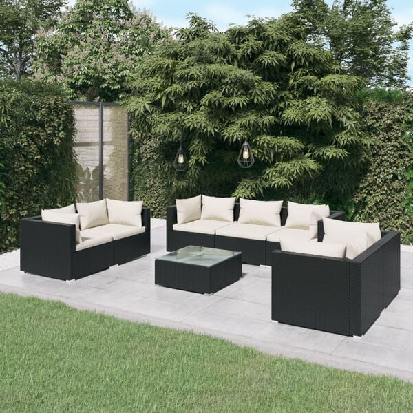 vidaXL Garden Lounge Set Black, Cream