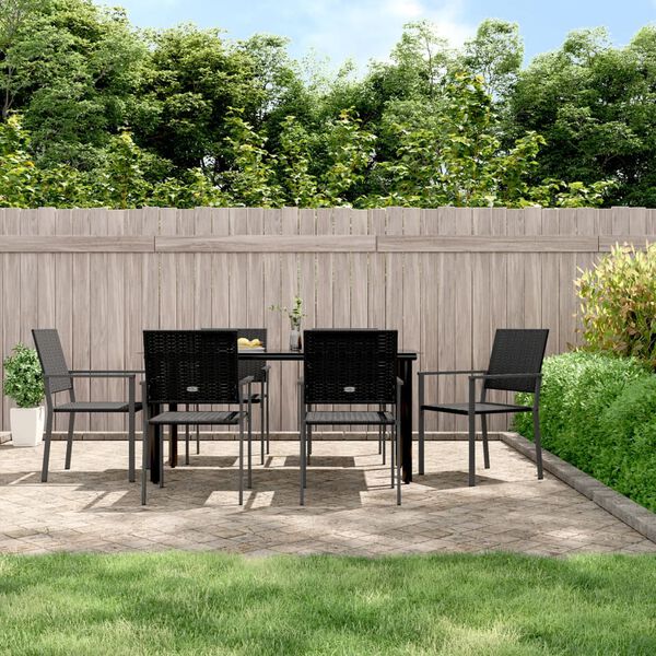 vidaXL 7 Piece Patio Dining Set Poly Rattan and Steel