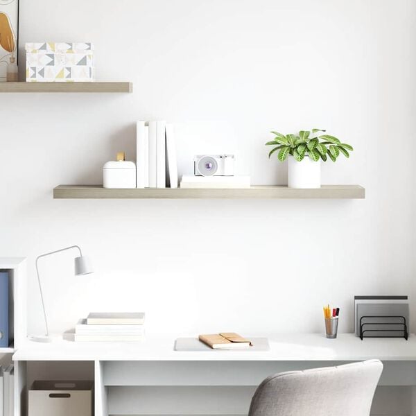 vidaXL Wall Shelf Oak Honeycomb MDF, metal 47.2 x 9.3 x 1.5 in