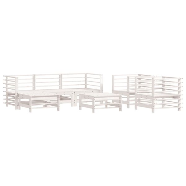 vidaXL Garden Lounge Set White Solid pine wood Large Modular