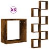 vidaXL Wall Cube Shelf Set of 6 Smoked Oak Engineered Wood Medium