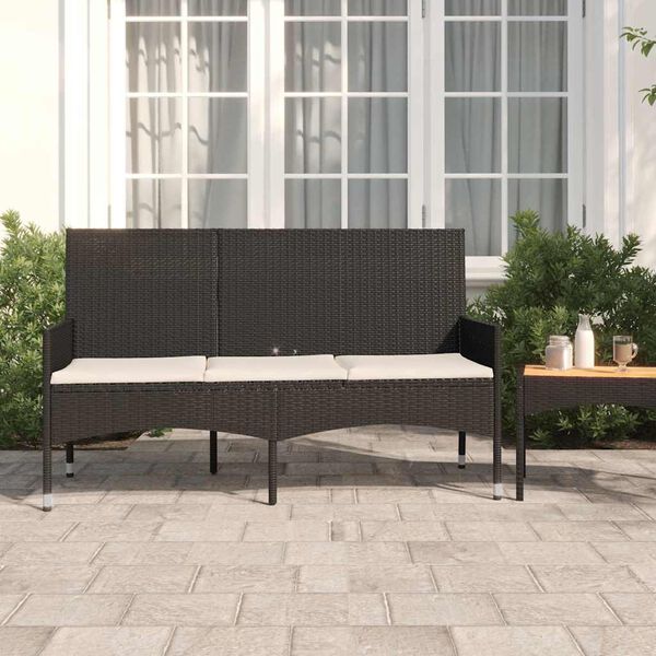 vidaXL Garden Bench Black Poly Rattan 3-seater Durable Garden Bench