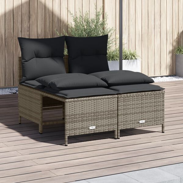 vidaXL Garden Sofa Set Grey Poly rattan Medium Removable Covers