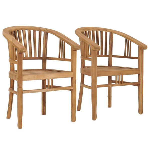 vidaXL Outdoor Chair Set of 2 Natural Teak Solid Teak Wood Medium