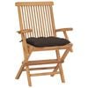 vidaXL Patio Chair Set of 4 Taupe Solid Teak Wood