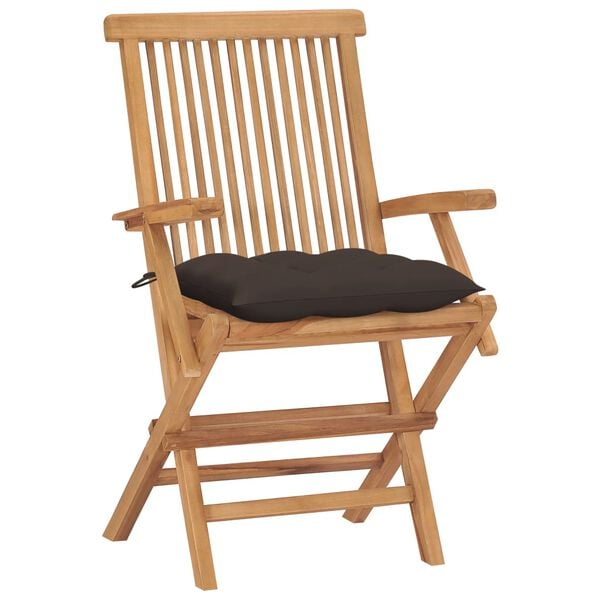 vidaXL Patio Chair Set of 4 Taupe Solid Teak Wood