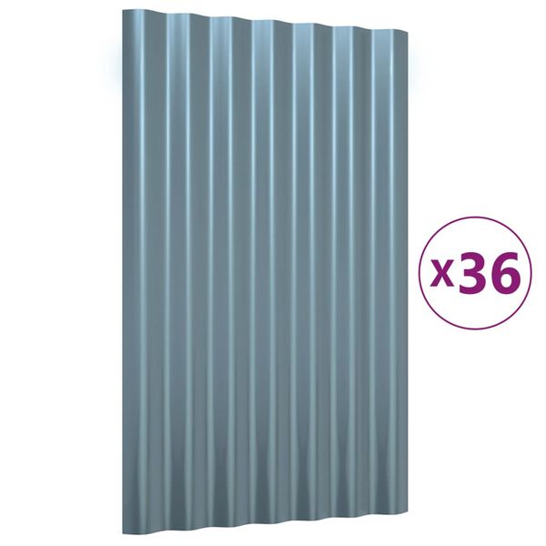 vidaXL Roof Panels 36 pcs Galvanized Steel Gray 23.6"x14.2"