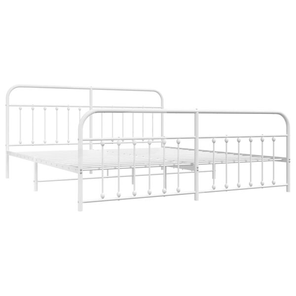 vidaXL Bed Frame White Steel 79x79 in Bed Frame Rectangular