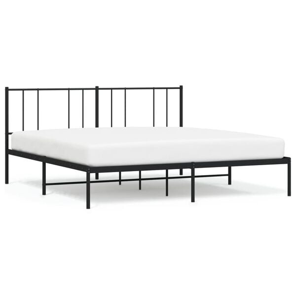 vidaXL Bed Frame Black Steel Super King Bed Frame Rectangular