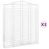 vidaXL Arched Gabion Baskets 3 pcs 78.7x11.8x220/240" Galvanised Iron