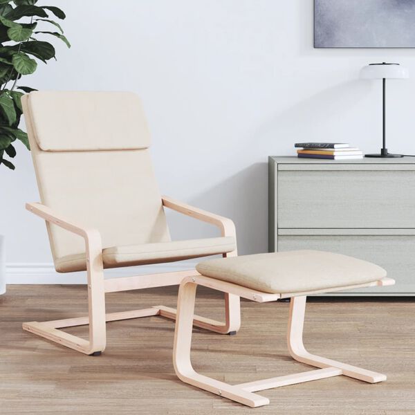vidaXL Relaxing Chair Cream 100% Polyester, Solid Birch Wood, Plywood