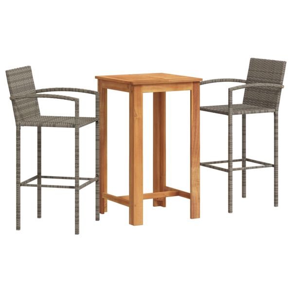 vidaXL Garden Bar Set Grey Solid Acacia Wood Small Footrest