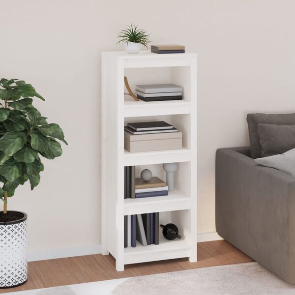 vidaXL Book Cabinet White Solid pine wood 19.7x13.8x49.4 in Book Cabinet