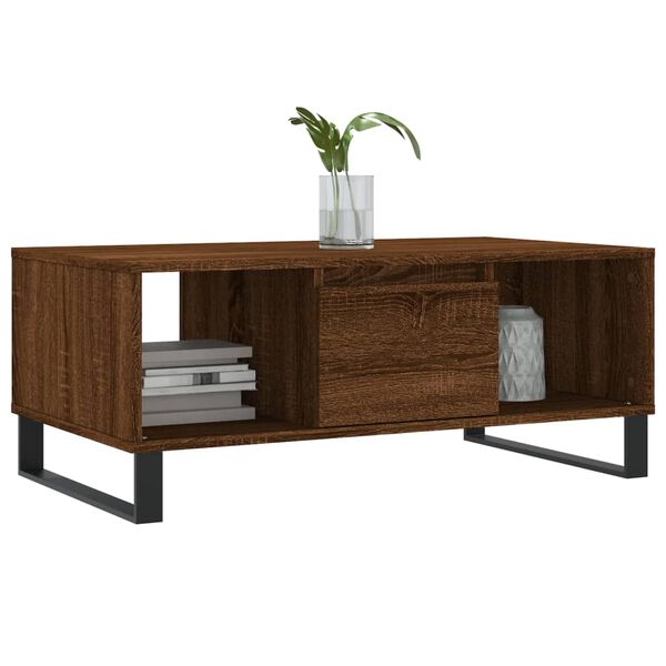 vidaXL Coffee Table Brown Oak Engineered Wood, Metal Medium Coffee Table