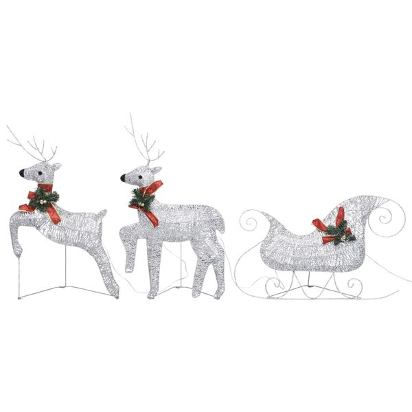 vidaXL Reindeer And Sleigh Christmas Decoration Set of 6 Silver