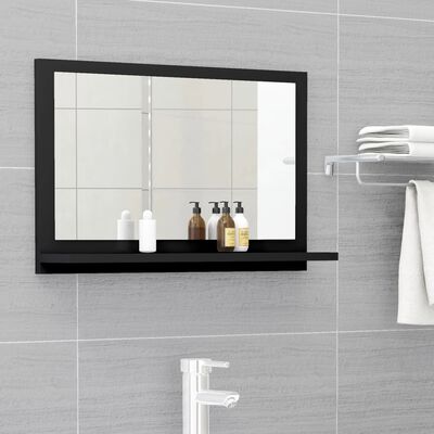 vidaXL Bathroom Mirror Black 23.6"x4.1"x14.6" Engineered Wood