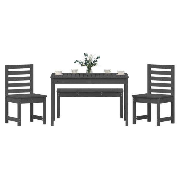vidaXL Garden Dining Set Grey Solid pine wood Medium Modern