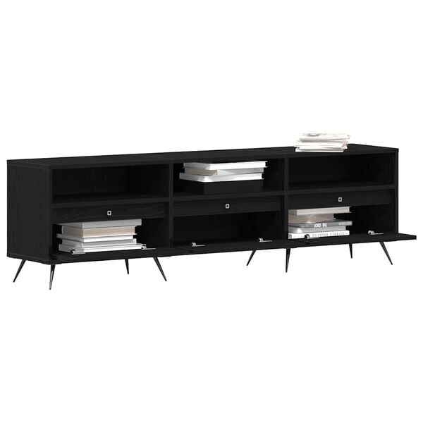 vidaXL TV Cabinet Black oak 59.06 x 11.81 x 17.52 in Engineered wood