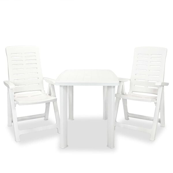 vidaXL Outdoor Table And Chair White Plastic Medium Foldable
