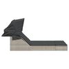 vidaXL Double Sun Lounger with Canopy and Cushions Light Grey Poly Rattan