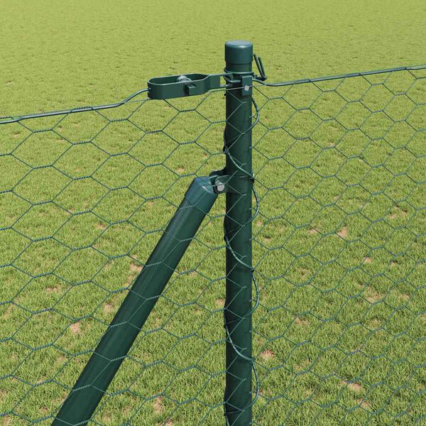 vidaXL Fence Post Green 32.81 x 4.92 ft (1.42 in mesh) Steel and PVC