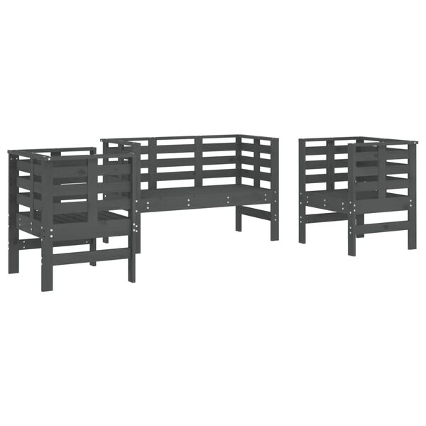 vidaXL Garden Lounge Set Gray Solid Pine Wood Medium Modular