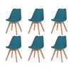 vidaXL Dining Chair Set of 6 Turquoise Plastic Standard Ergonomic