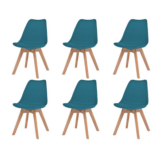 vidaXL Dining Chair Set of 6 Turquoise Plastic Standard Ergonomic