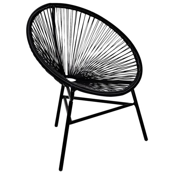 vidaXL Chair Black Poly Rattan Standard Durable Chair Oval