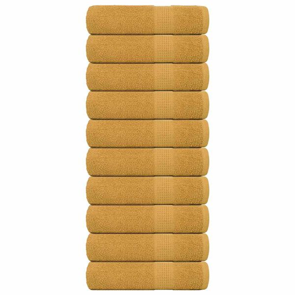 vidaXL Bath Towel Set of 10 Gold 100% Cotton Large Bath Towel