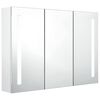 vidaXL Bathroom Cabinet Shining White MDF with melamine finish, glass mirror